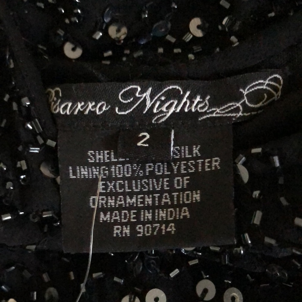 Pisarro Nights black silk Sequins Dress SZ 2 Beautiful dress with tags. - Picture 8 of 8